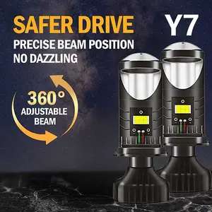 2pcs Y7D H4 LED Headlight Bulb Mini Projector Lens High Low Beam Fish Eye Automotive Light Bulbs，For Off-Road Use Only