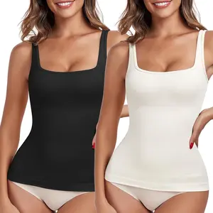 Women's Tummy Control Shapewear Tank Tops Seamless Square Neck Body Shaper Camisole Soft Stretchy Fabric, and Firm Compression Perfect for Layering, Daily Wear, Work, Casual Outfits