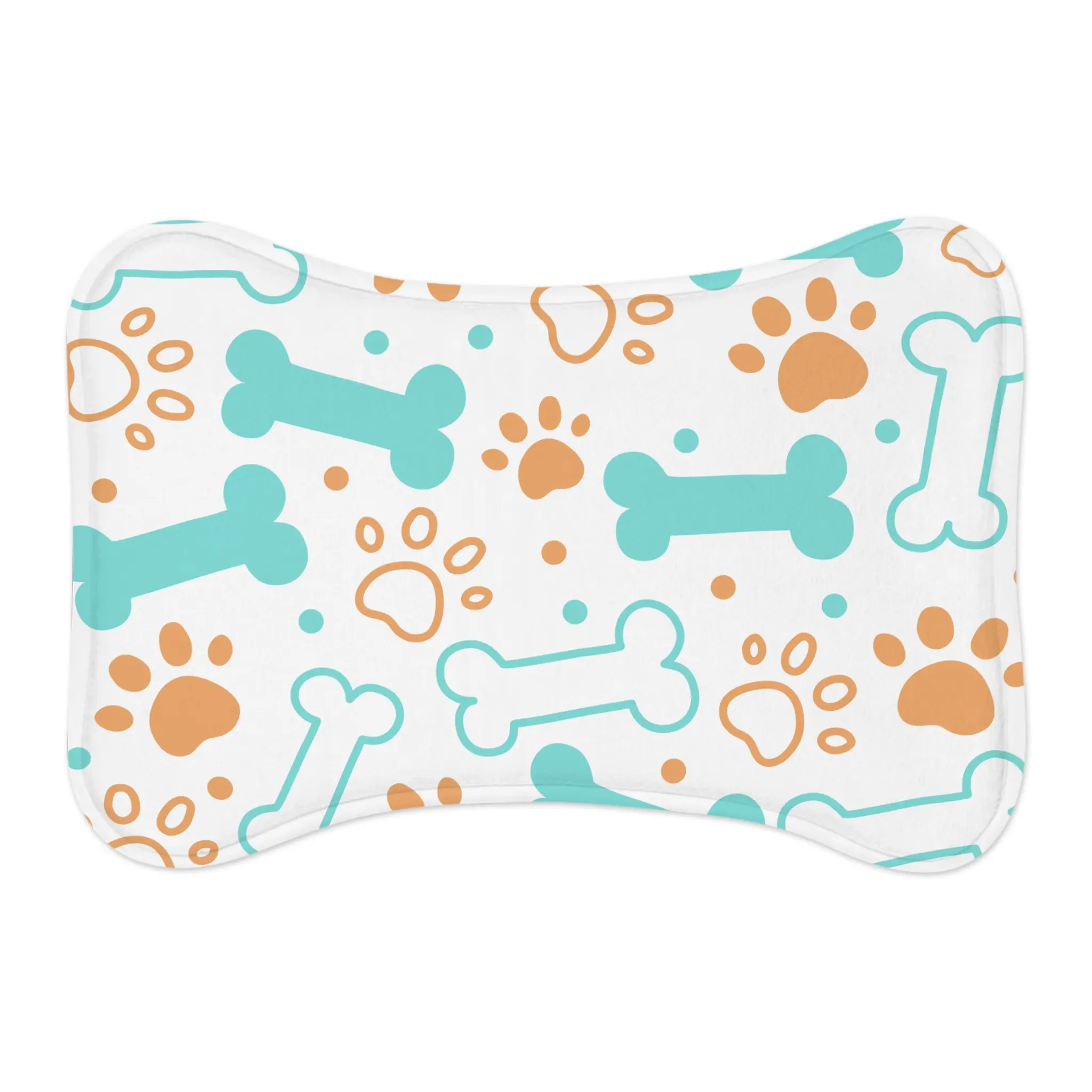 Blue Bone and Paw Print Pet Feeding Mat | Non-Slip Dog Bowl Placemat