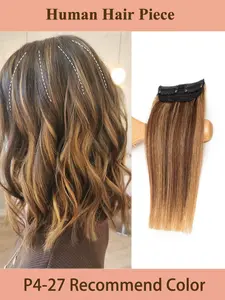 One Piece Human Hair Clip-In Extensions, 4-8 Inch 10-30cm One-Piece Cardigan Hair Hairpiece, Dye-Infused Highlight effect