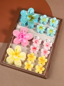 Cute Flower Design Hair Claws, Colorful Hair Accessories for Women & Girls, Minimalist Headwear Suitable for Thick Hair