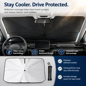 Portable Car Windshield Sunshade, Foldable Windshield Sun Umbrella, Car Exterior Accessories, Car Windshield Cooling Umbrella for Daily