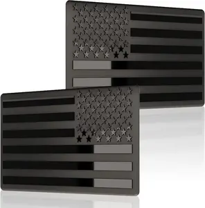 2-PCS Patriotic American Flag Badge Decals - Metal Finish Stars Stripes Forward & Reverse Set for Car/Truck, Holiday Gift for Christmas & New Year (Black Friday Mini Gift Pick)