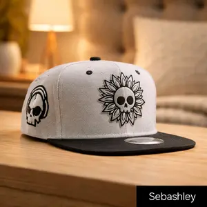Snapback Baseball Cap with High-Relief Skull Sunflower Design Classic Style Unisex Hat for Versatile & Trendy Outfits