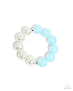 Lacy Leisure - Blue and White Pearl Stretchy Bracelet - Paparazzi