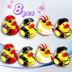 8pcs Mini Pirate Rubber Ducks, Cute Duck Decor, Bathtub Pool Toy, Perfect for Pirate Theme Parties & Kids' Bath Time Fun!