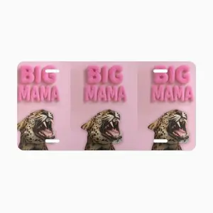 Big Mama leopard roar Vanity Plate | Pink fierce animal print license plate