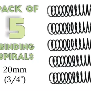 5 Pack - 3/4" Binding Spirals for Coil Binding Documents, Planners and More!