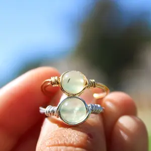 Prehnite Wire Wrapped Ring