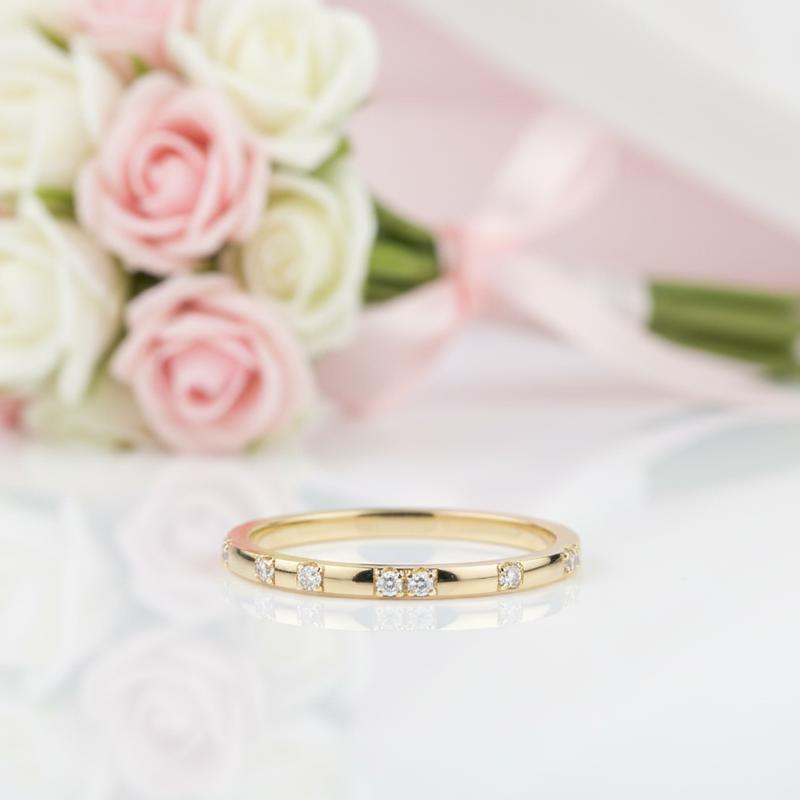 14k Yellow Diamond Option Stackable Wedding Band