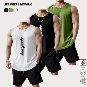 Men's fitness sports vest summer thin outdoor running sleeveless training T-shirt solid color quick-drying breathable sleeveless American basketball vest casual beach vest, men's summer fashion muscle vest - breathable, sweat-absorbing, quick-drying, slee