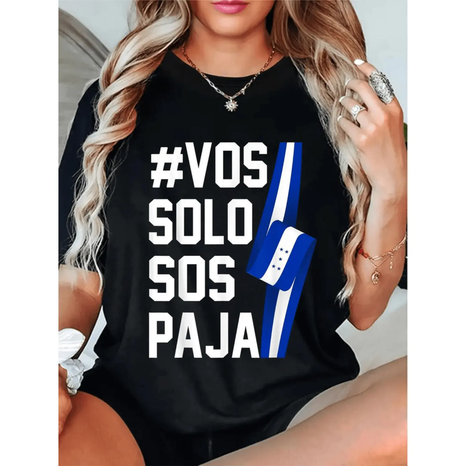 Vintage Honduras Flag Catracho Pride T-Shirt With Round Neck And Short Sleeve In 180g Comfortable Fabric