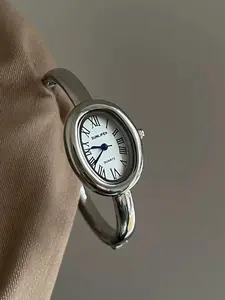 Women's Elegant Oval Dial Quartz Watch, Exquisite Trendy Wristwatch, Fashionable Watch for Women As Gift