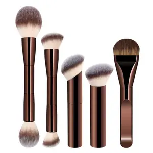5 Pcs Foundation Makeup Brush Set, Double-Ended Kabuki Mask Contour Brush, Ideal for Liquid Powder Concealer Cream, Perfect for Cosmetics Blending