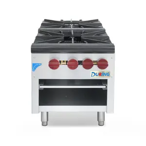 DURING D-SP-2M Commercial Stock Pot Range, 18" Countertop Gas Stock Pot Burner, 2 Burner Stove - 160,000 BTU