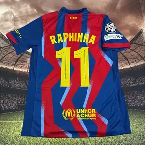 25 26 Barca Red Blue Raphinha 11# Short sleeve Soccer jersey 25 26 Barca Red Blue Raphinha 11# Short sleeve Soccer jersey