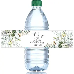 100 count Wedding Water Bottle Labels, Greenery Floral Wraps Sticker for Water Bottle Personalized  Shower Bottle Label for Bridal Shower Party