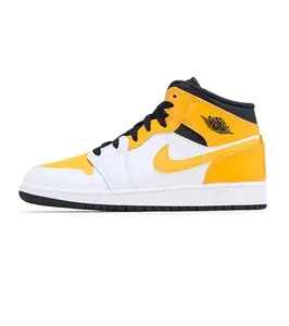 Youth Jordan 1 Mid "University Gold" Wht/Univ Gold-Blk (554725 170) (GS)
