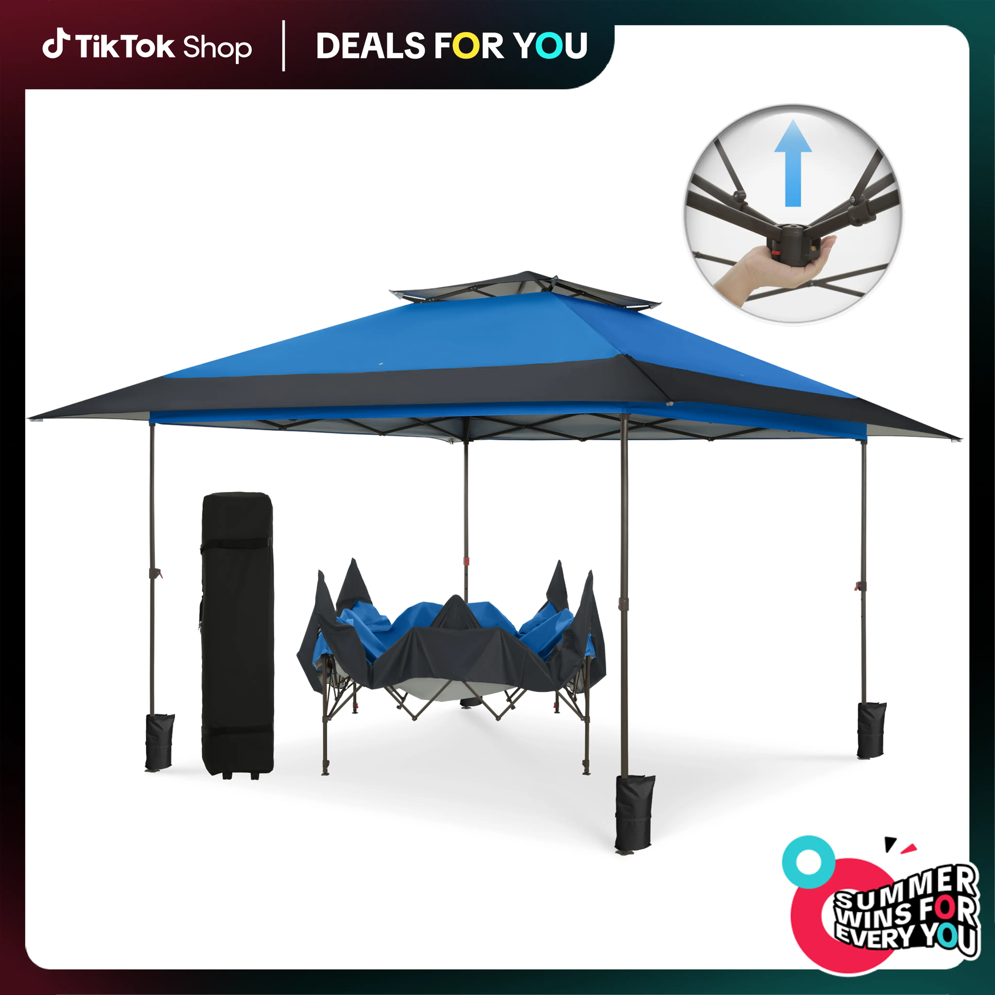DealsForYouDays PHIVILLA Easy Set-up 13x13ft Pop-Up Canopy Gazebo Outdoor Tent 169 sq.ft Sun Shade Folding Design, Instant Portable Canopy Tent Outdoor Gazebo with Roller Bag,