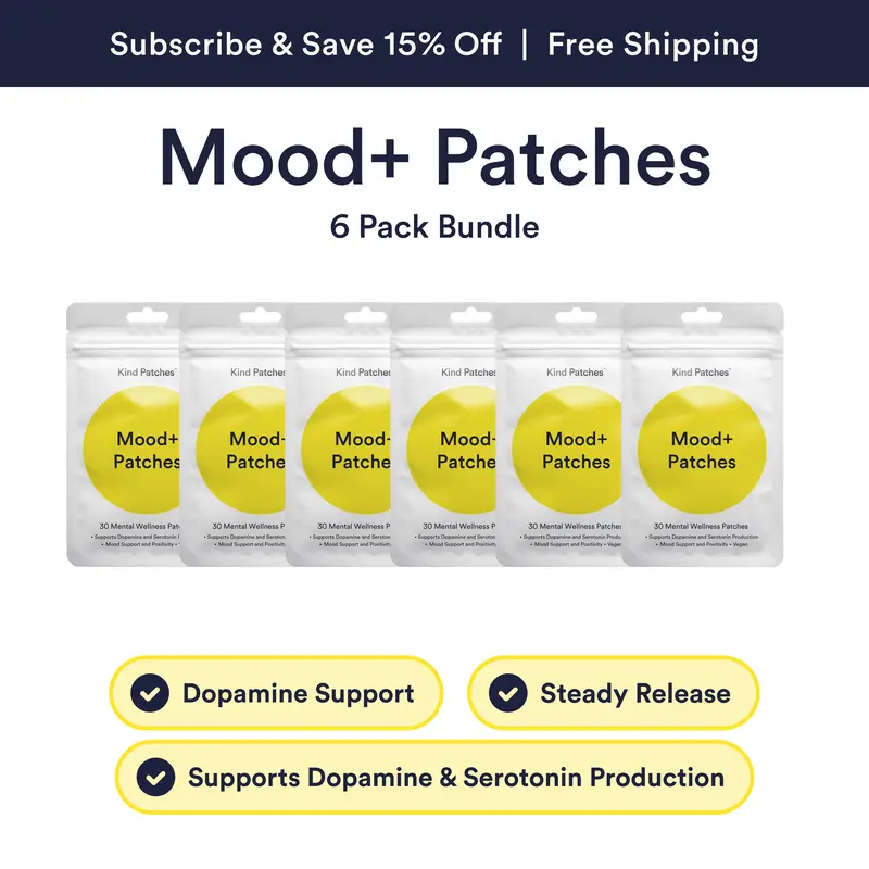 6 Packs of Kind Patches Mood+ Patches, Supports Dopamine and Serotonin Production, Mood Support, Vegan, 6 Months Supply