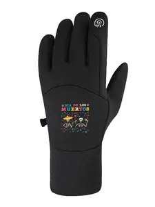Día de los Muertos Colorful Skeleton Fiesta Graphic Trendy Warm Gloves for Cycling Camping