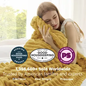 【Spring Glow Up】Bedsure Luxury  Corduroy Fleece Sleep  Blanket- Ultra Soft, Warm, Cozy Extra Soft  Baby Blanket for Sofa, Bed, Nursery Ideal Seasonal Gift Solid Yellow Color, Lightweight Comforter