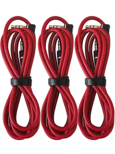 3.5mm 800 AUX Cable Cord for Dr Dre Headphones Monster Solo Beats Studio 1.2m Audio Right Angle Male to Male Stereo 90 Degree can Connect Any of Your Port Equipped (3 Packs) (Red) Accessories