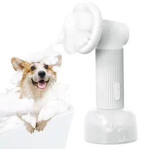 Uahpet Auto-Foaming Dog Bath Brush, No Pre-Wetting Dog Shampoo Brush with Soap Dispenser, a Button Lather up Bath Brush for Dogs Cats, Wireless Pet Bath Brush Scrubber Suds up Dense Foam Quickly
