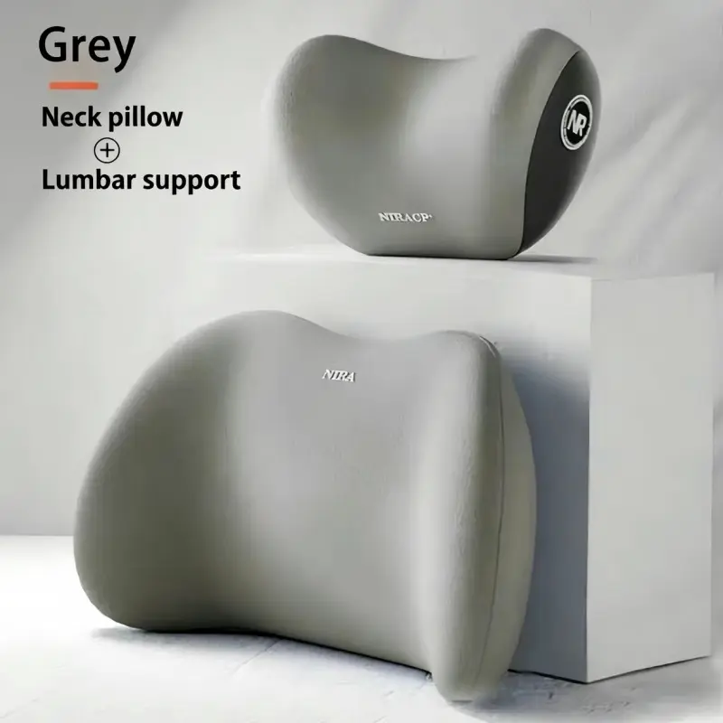 Orthopedic Memory Foam Headrest & Lumbar Support Pillow, Adjustable Padded Backrest with Secure Strap, Reduces Neck Tension for Office/Car Seats, Home Supplies Cushion