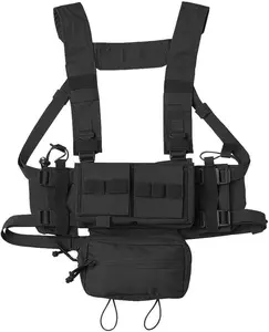 KRYDEX Micro Chest Rig with 5.56/7.62 Mag Holder Cordura 500D Nylon  YKK Zipper Wing Pouches Dangler Pouch Fat Strap Shoulder Harness Set