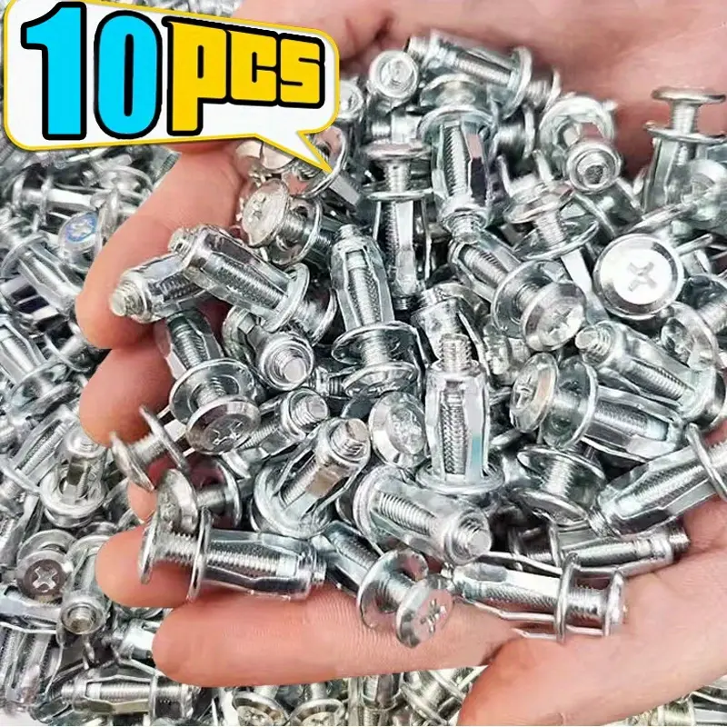 10 Pairs Pack Nuts Bolts Expansion Screws Hardware Fasteners, Durable Metal Construction, Ideal for DIY Projects & Home Repairs