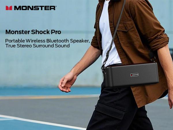 Monster Shock Pro Bluetooth Speaker with Strap, 80W Loud Speaker with Deep Bass, Portable Wireless Speakers with TWS, Long Playtime & Waterproof for Outdoors/Indoors, Supports AUX/TF Card/USB Audio Monster Shock Pro Bluetooth Speaker with Strap, 80W Loud Speaker with Deep Bass, Portable Wireless Speakers with TWS, Long Playtime & Waterproof for Outdoors/Indoors, Supports AUX/TF Card/USB Audio
