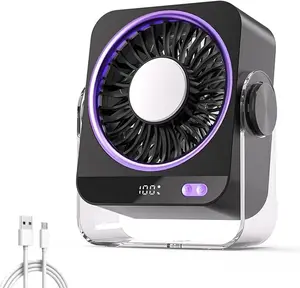 Desktop Fan Turbo Table Fan Travel Vacation Essentials for Office 199-Speed Digital Display Low Noise Rechargeable Battery Dual Adjustment Modes Quiet Cooling Quiet Desk Fan Portable