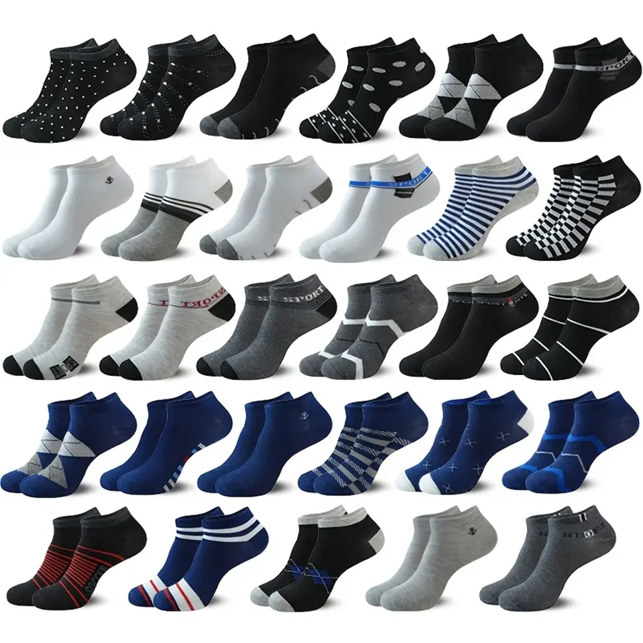 10Pairs Mix Random Men's Versatile Low-top Shallow Boat Socks Casual Breathable Sweat-absorbing Invisible Socks Menswear Operator, Random 10 Pairs, Sock Set