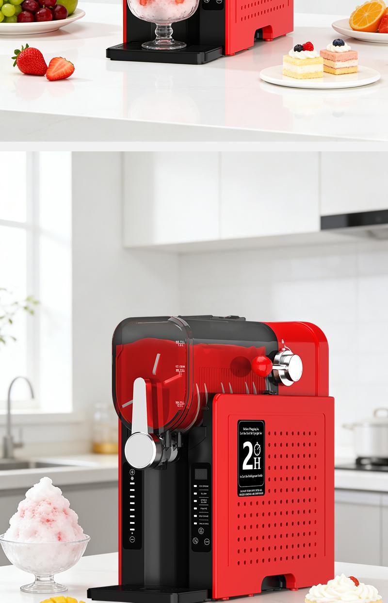 SUSTEAS Red Home Ice Blender 1.6L Capacity 6 Presets for Smoothies Milkshakes Cocktails Fine Shaved Ice for Silky Drinks