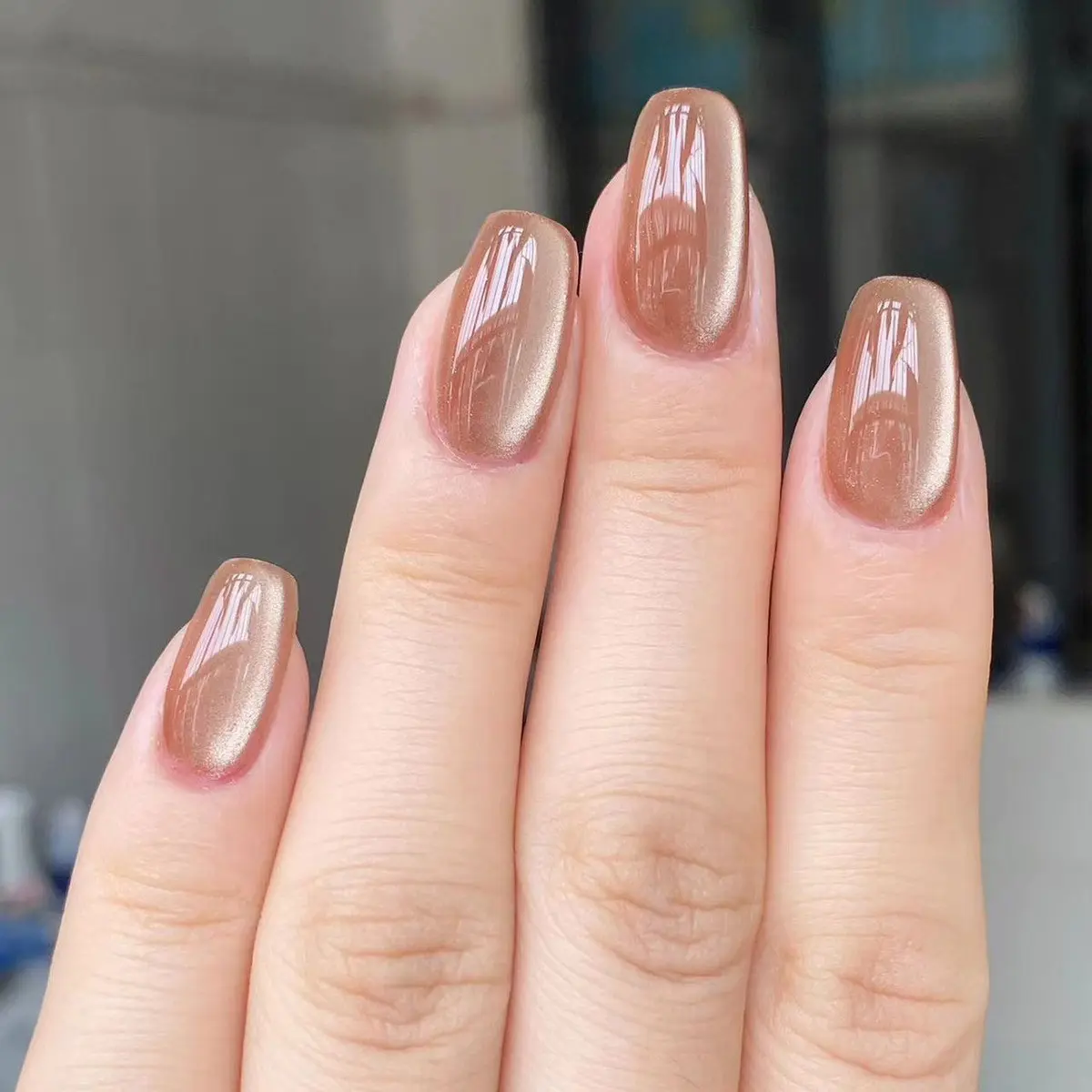 24pcs Wearable Nail Tips Short Square Shape Nude Cat Eye Nails Daily Use Pressed on nails Fake Nails, Stylish & Durable Design, Nail Art Diy, Press Ons