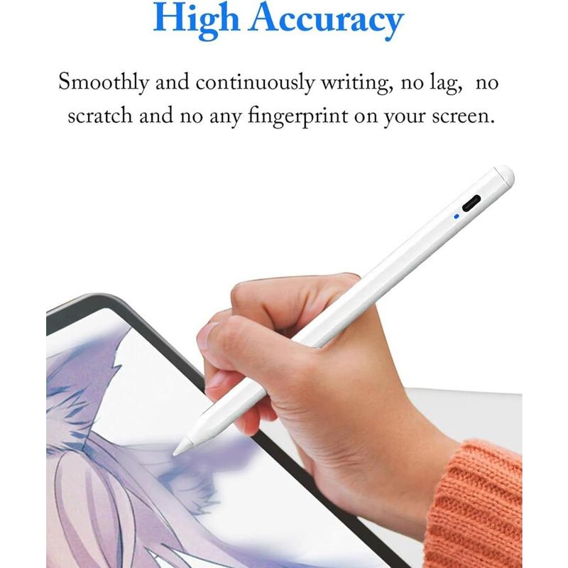 Active Stylus Pens for Touch Screens with Magnetic Design, Rechargeable Universal Stylus Pen, Fine Point Stylus Pen For iPad Pro/Air/Mini/For iPhone/For iOS/For Android/For Tablets Writing & Drawing-White