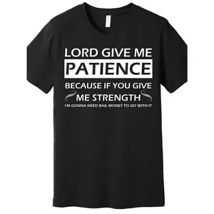 Plus Size Men's Cotton TShirt Featuring Humorous Lord Give Me Patience Print Casual Crew Neck Breathable Comfortable Knit Fabric Regular Fit Solid Color Unique Design Ideal for Summer