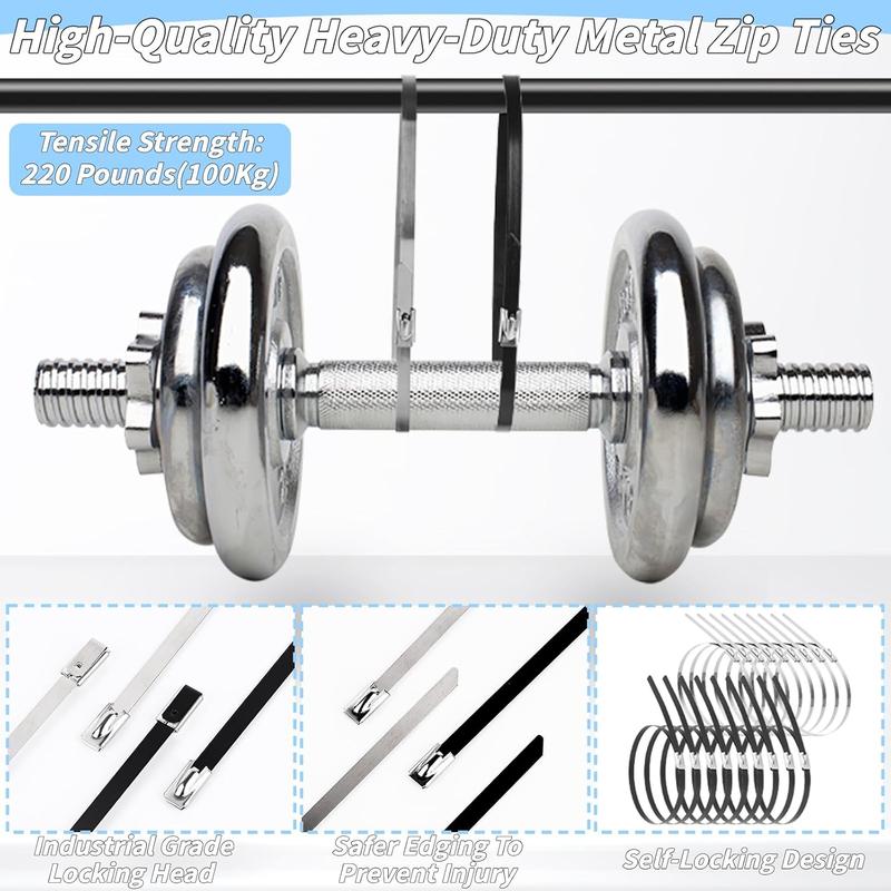 500 count Metal Zip Ties Kit, Black 12 Inch Heavy Duty Metal Zip Ties, Multi-Purpose Self-Locking Tie Tool Set for Farms Fences Pipe Bundling 500 count Metal Zip Ties Kit, Black 12 Inch Heavy Duty Metal Zip Ties, Multi-Purpose Self-Locking Tie Tool Set for Farms Fences Pipe Bundling