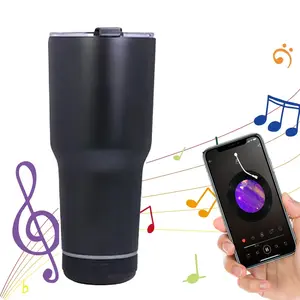 30 Oz Stainless Vacuum Flask Tumbler, 900ML Insulated Mug with Detachable Rechargeable Bluetooth Speaker, for Hot & Cold Drinks, Modern Kitchenware Drinkware, Stainless Vacuum Flasks