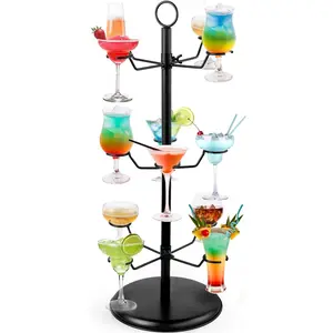 Champagne Cocktail Tree Stemware: 3 Tier 12 Holders for Champagne Flutes - Wine Flight Tasting Display for Weddings/Birthdays/Parties/Bridal Shower - for Drinks Cocktails/Martini/Margarita