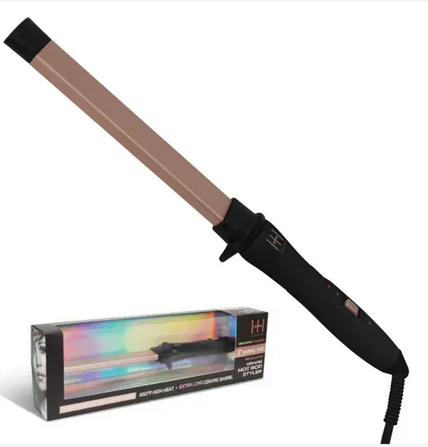 Hot & Hotter 1-in Rose Gold Ceramic Ionic Barrel Styler Curling Iron Wand - Frizz Control for Bouncy Curls & Wavy Hair Styling, Ceramic Ionic Styler