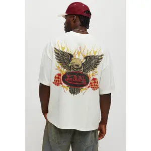 Oversized Von Dutch Eagle Patch Tee - Cream