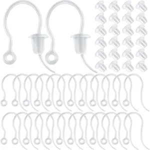 100pcs Clear Plastic Earring Hooks Ear Wire with Loop French Fish Hooks and 100pcs Transparent Earring Stoppers for DIY Earrings Jewelry Making Craft Decoration