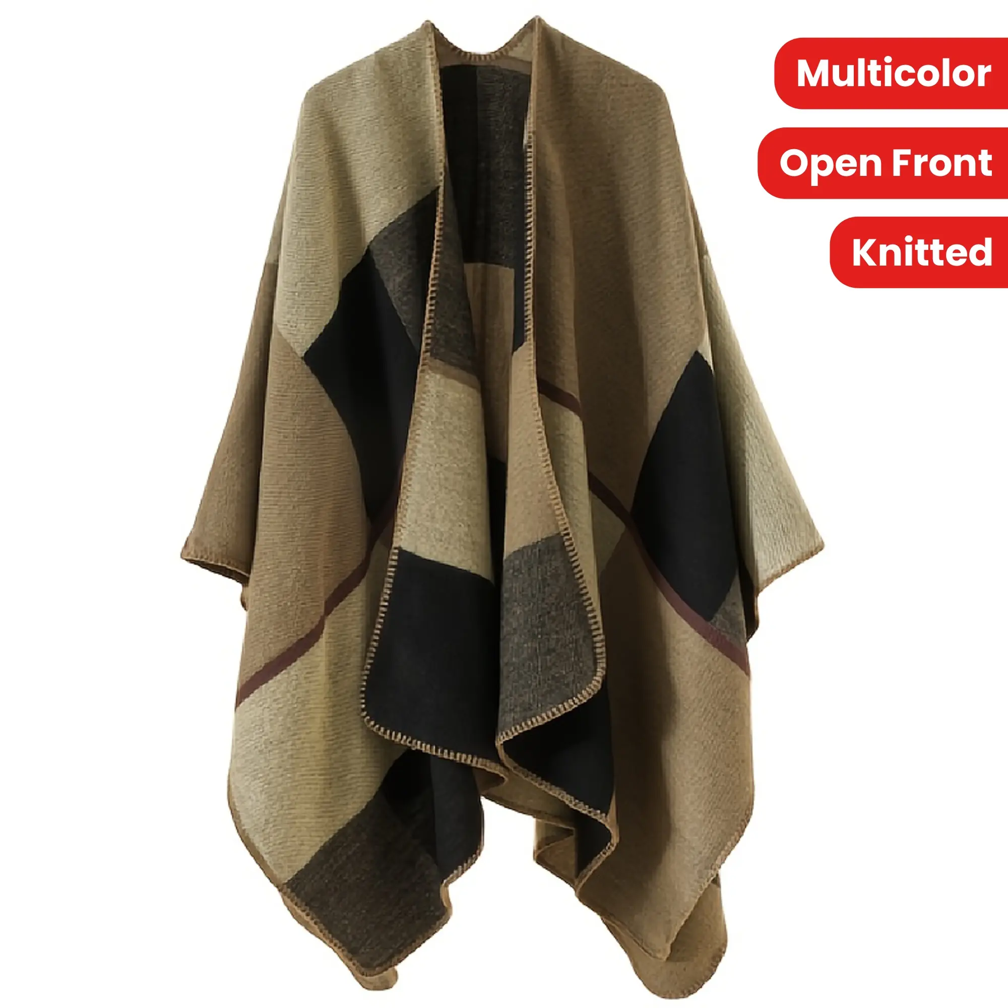 Women's Colorful Sun Protection Shawl Cardigan Knitted Cardigan Air-conditioned Room Warm Women's Blanket Cape Knitwear Womenswear