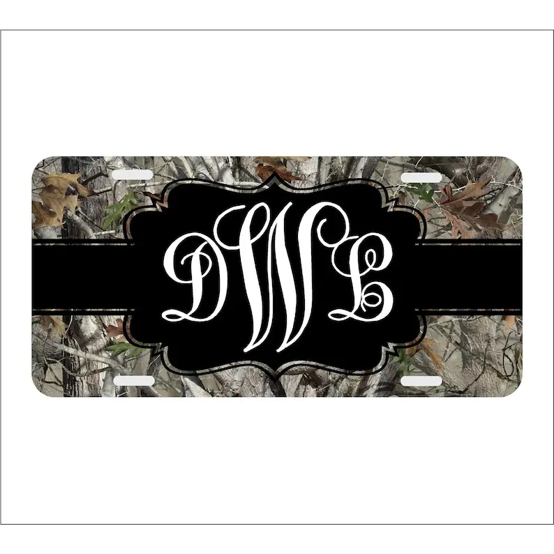 Personalized Camo Pattern Aluminum License Plate, Monogrammed Car Tag for Daily Use & Automotive Enthusiasts