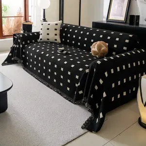 Modern Geometric Fringe Thick Anti-Slip Sofa Cover, Multiple Sizes & Colors Available, Durable Easy Care Couch Protector for Living Room