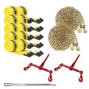 Flatbed Starter Kit - Winch Straps & Winch Bar + 5/16” Grade 70 Chains & Binders - 15 Pieces