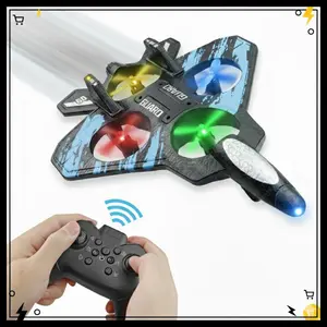 RC Fighter Plane Toy for Kids, Remote Control Airplane with LED Lights, Rechargeable Flying Jet Toy, Outdoor Gift for Boys Girls