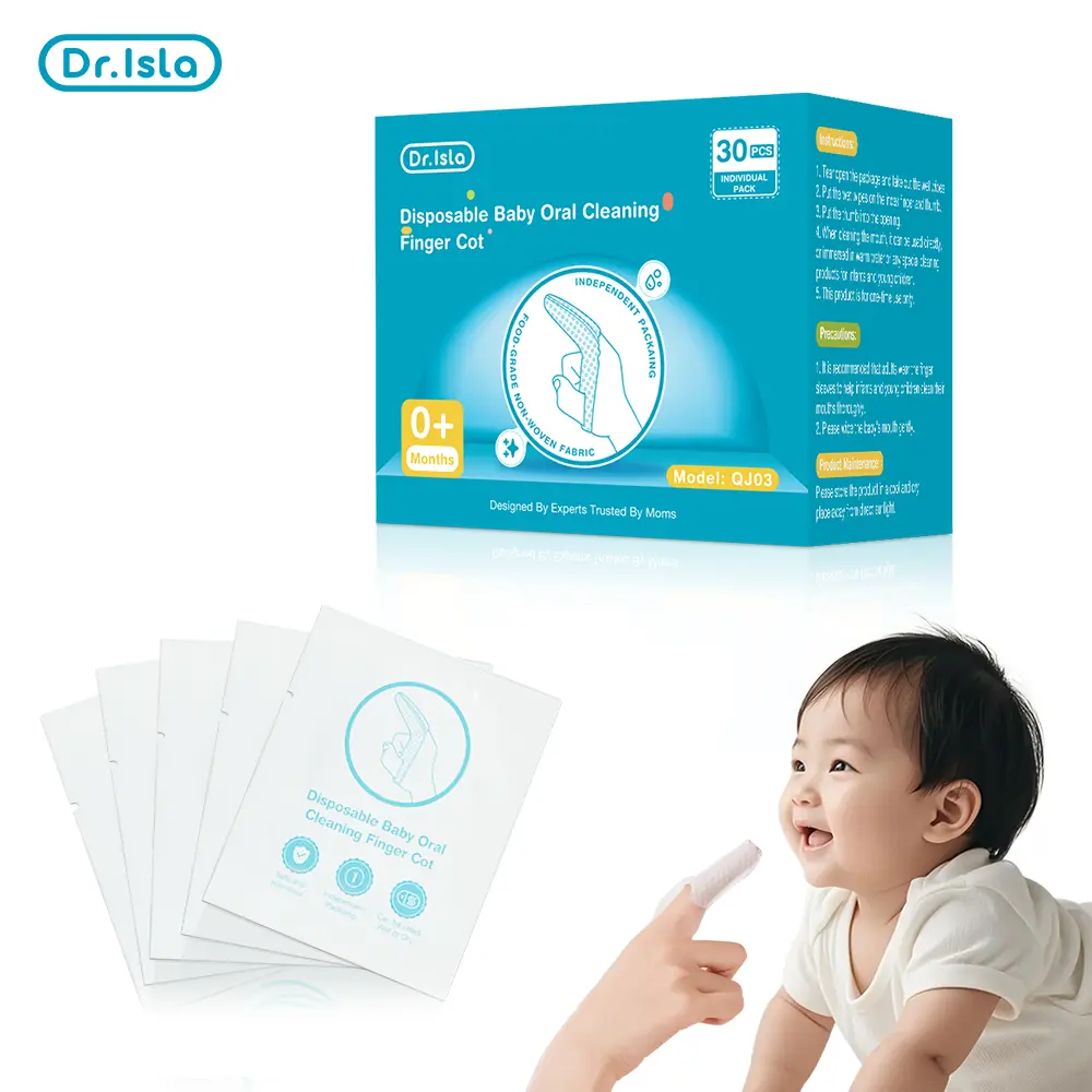 【Newborn Essentials】Dr.Isla 30PCS Baby Finger Toothbrush, Infant Oral Cleaner, Prevent Milk Tongue, Mess-free Drool Cleaning, Gentle for Sensitisve Mouth, Individually Wrapped, Anti-Slip Design, Secure Stay-on, Dry and Wet Dual Use, For Newborns 0M+